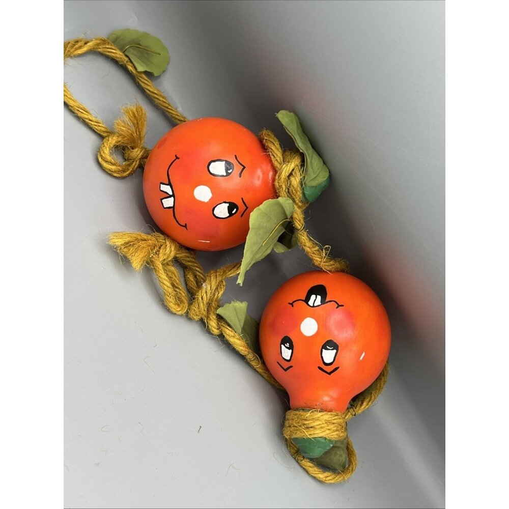 VTG Polish Halloween Pumpkin Glass Electric Light Bulbs Ornament Poland Raffia - Picture 7 of 13